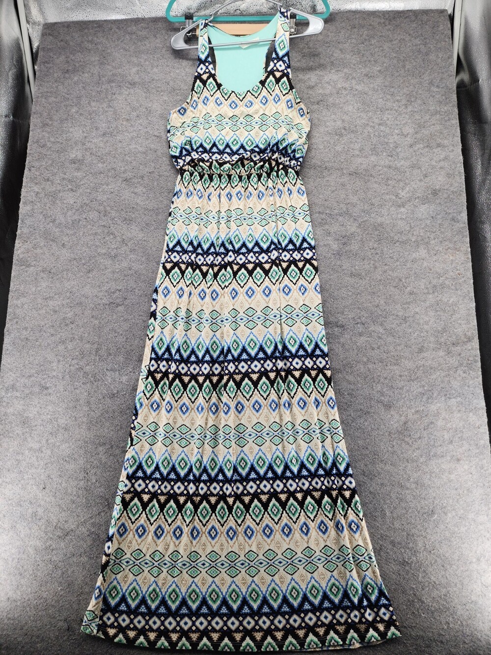 Gilli Dress Womens Medium Sleeveless Fit Flare Maxi Blue